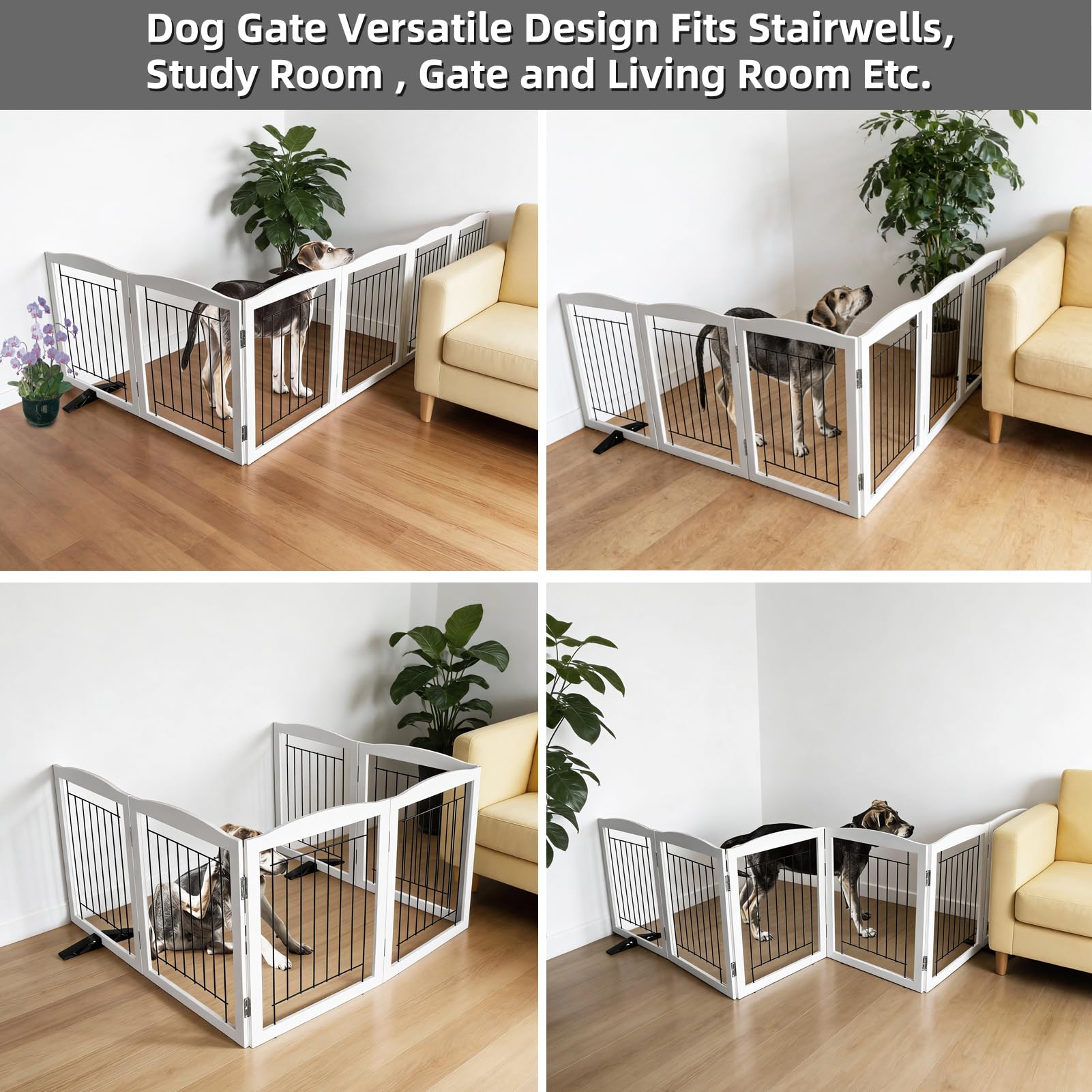 SFJC dog fence indoor wood and steel construction for durability.