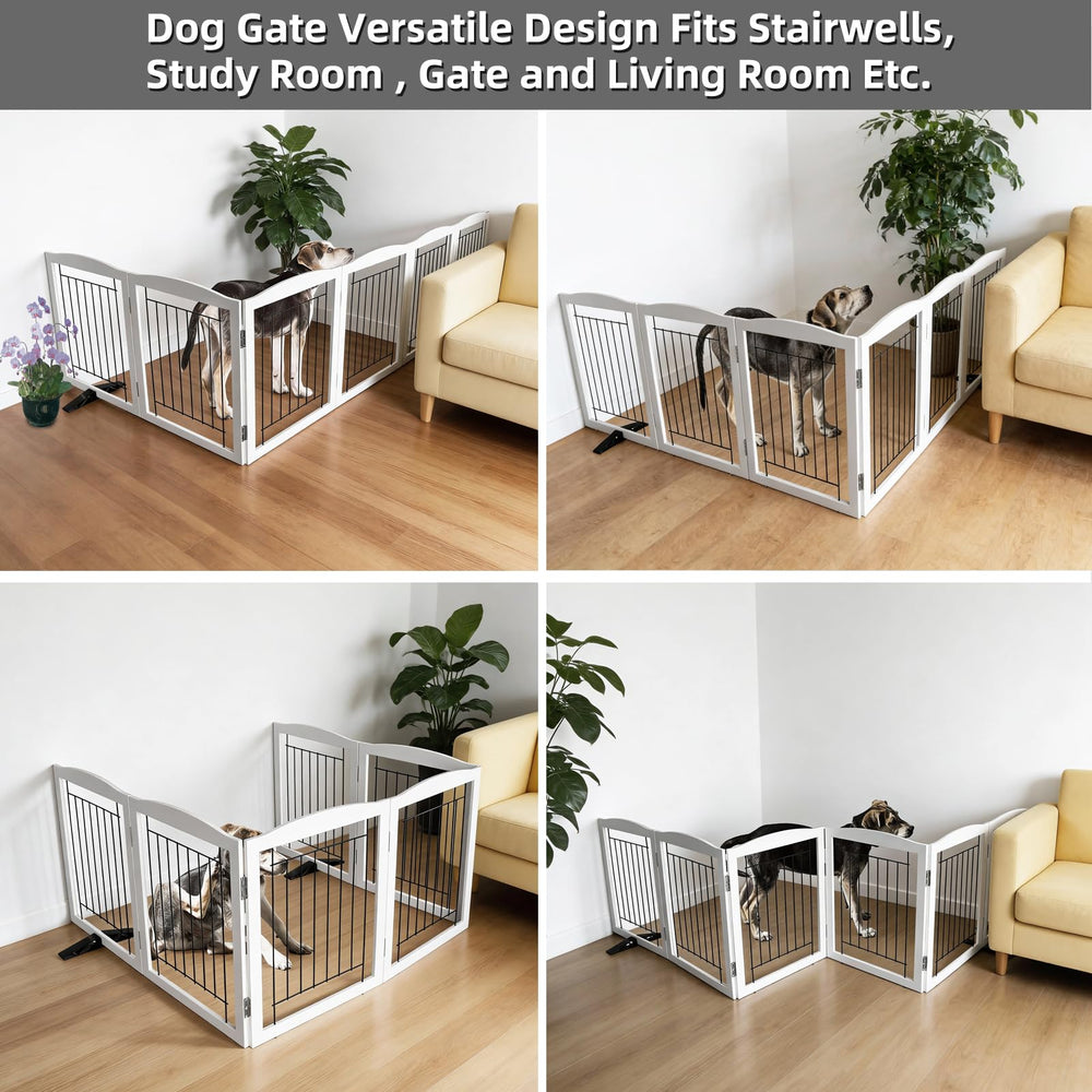 SFJC dog fence indoor wood and steel construction for durability.