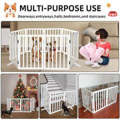 SFJC dog gate 3-panel configuration illustrates wide access in living areas