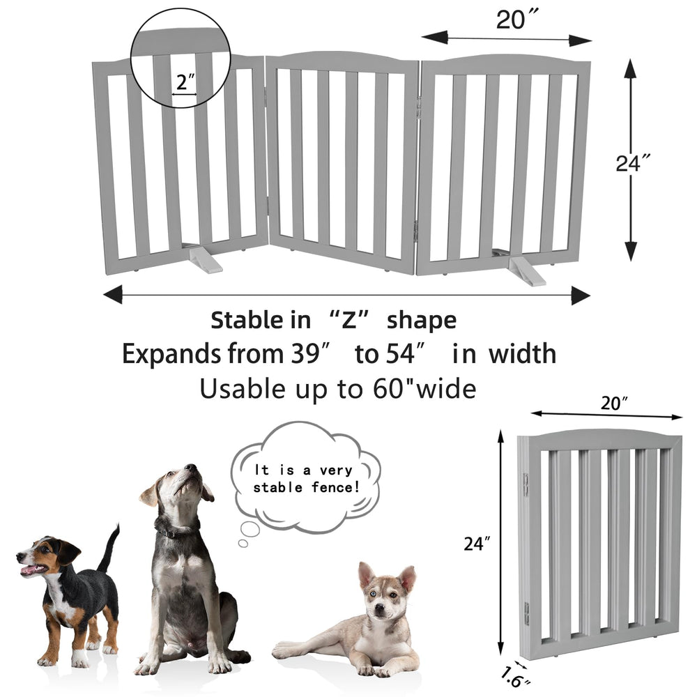 Three-panel design creates flexible barriers across stairs, hallways, or doorways.
