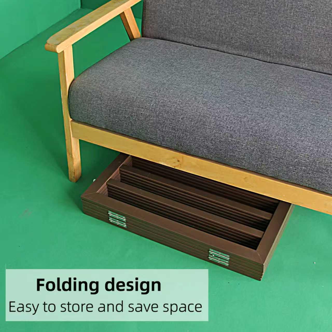 SFJC dog gate brown finish blends with home decor.