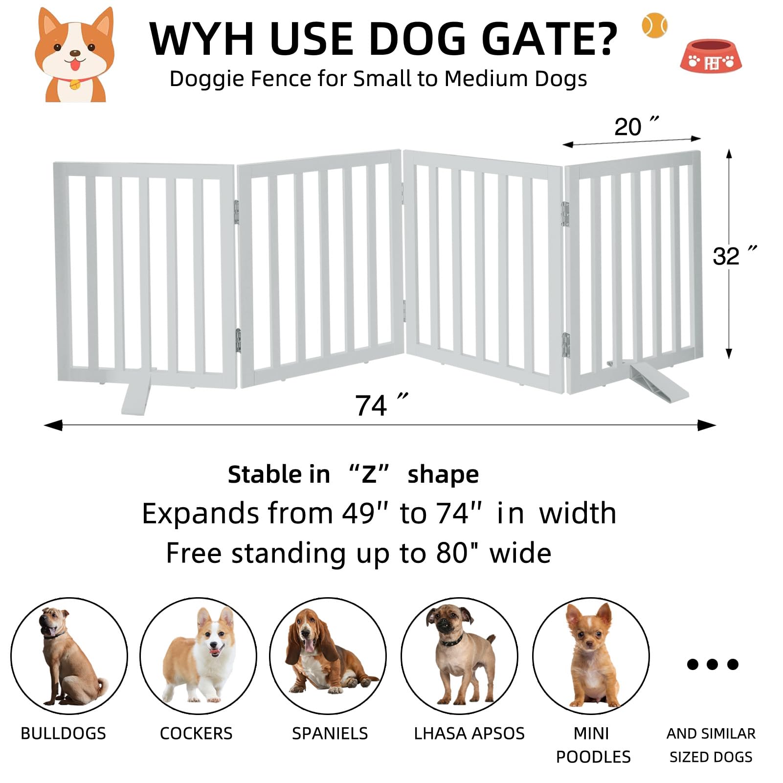 SFJC dog gate doorway usage white freestanding design