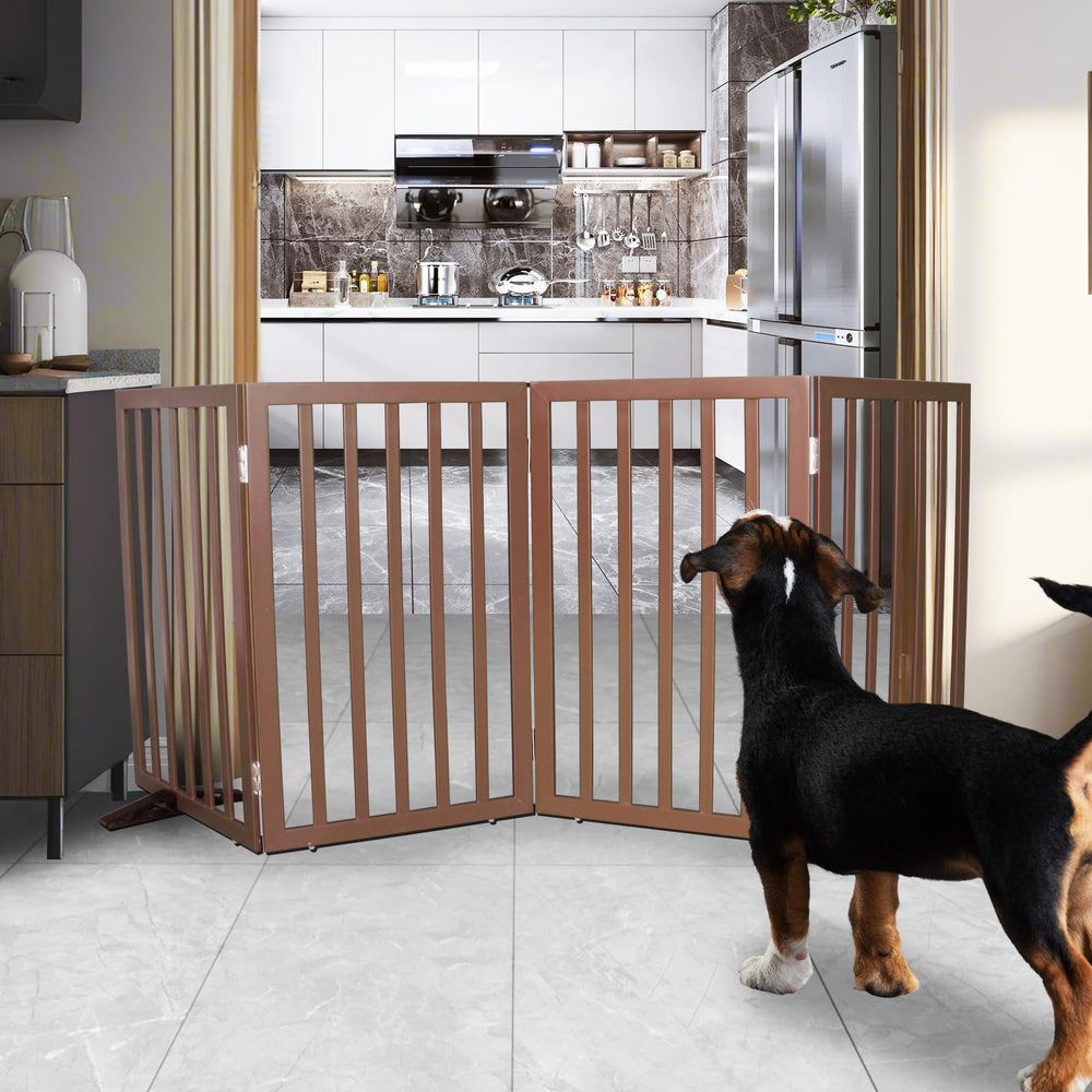 SFJC dog gate folded compact saves space when not in use.