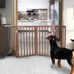 SFJC dog gate folded compact saves space when not in use.