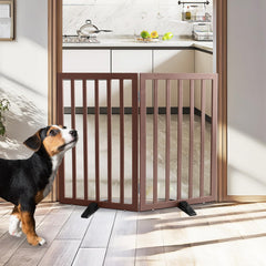 SFJC Dog Gate folded position shows space-saving storage and quick setup