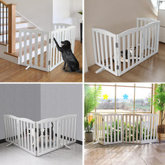 SFJC three-panel gate shows secure stainless hinges, offering durable indoor divider options