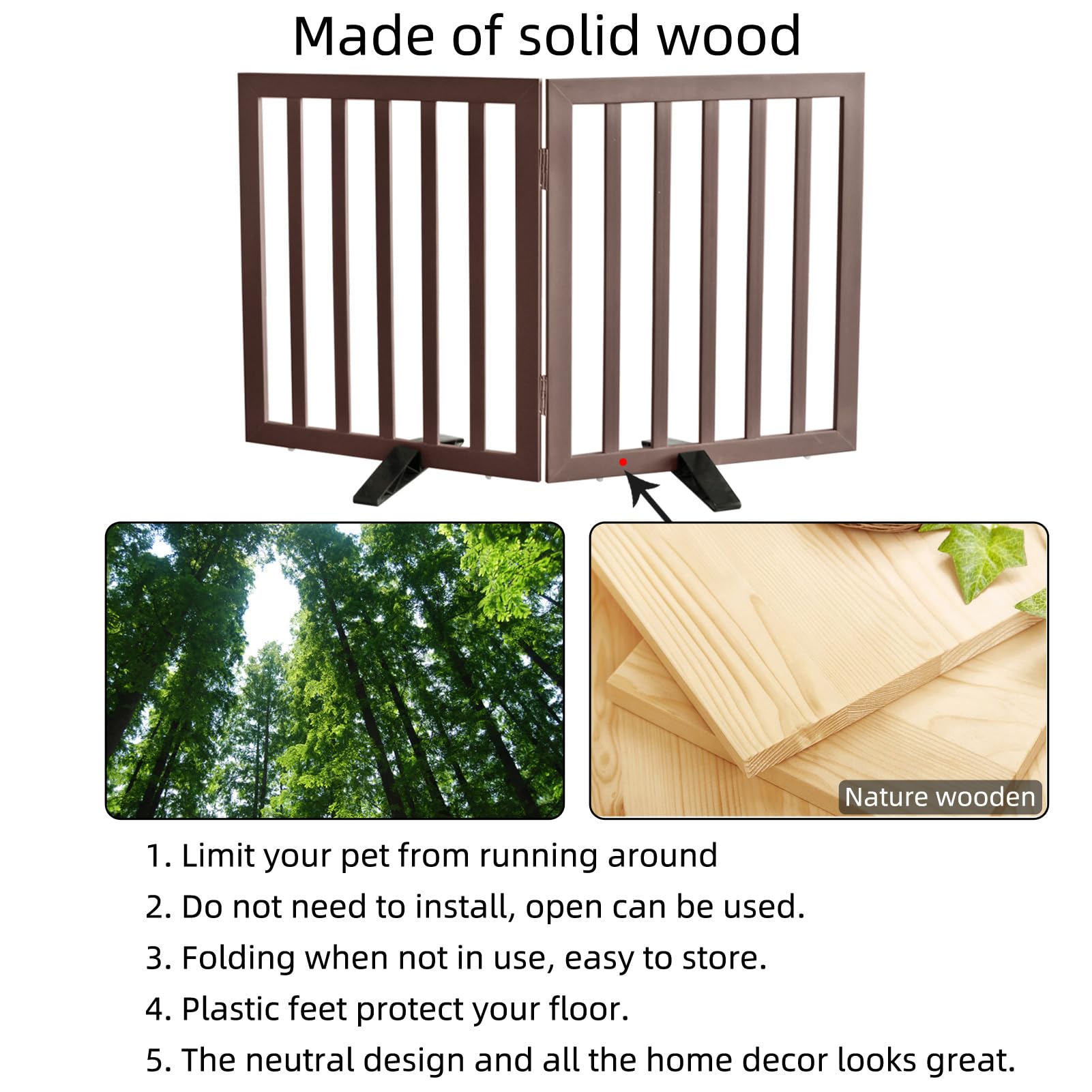 SFJC dog gate non-slip feet protect floors during use.