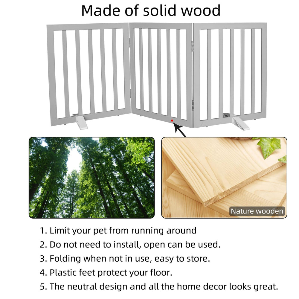 SFJC dog gate with non-slip feet protecting floors during use.