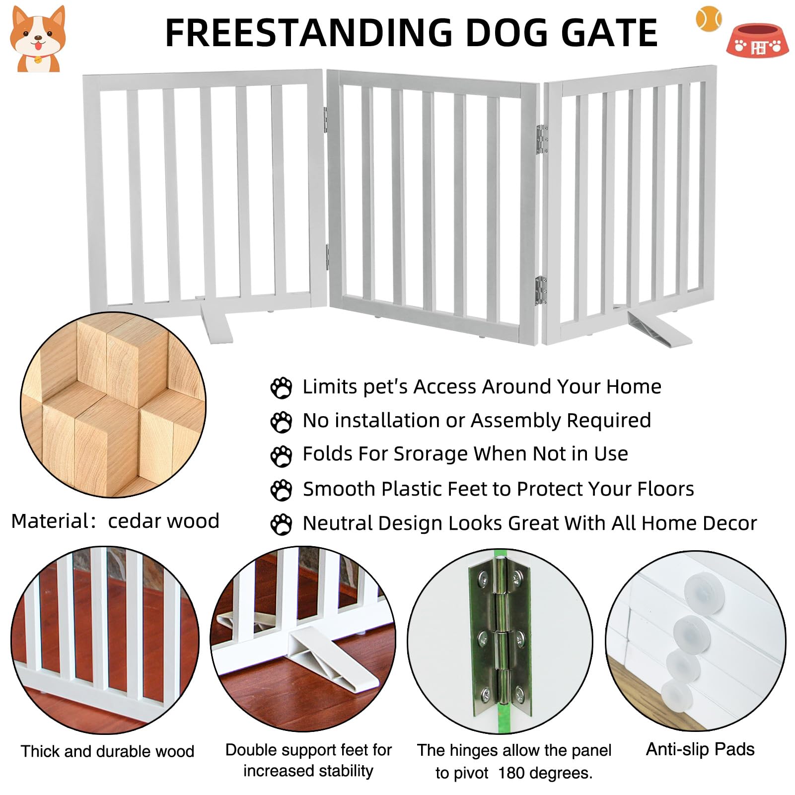 SFJC dog gate open 60in shows expansive barrier for spacious rooms
