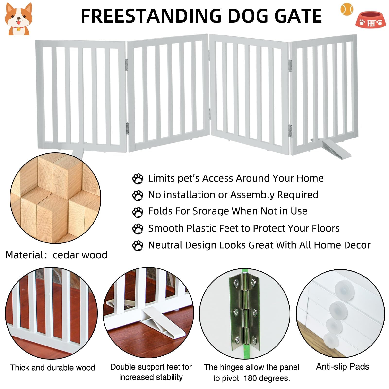 SFJC dog gate stairs guard white helps block stair access