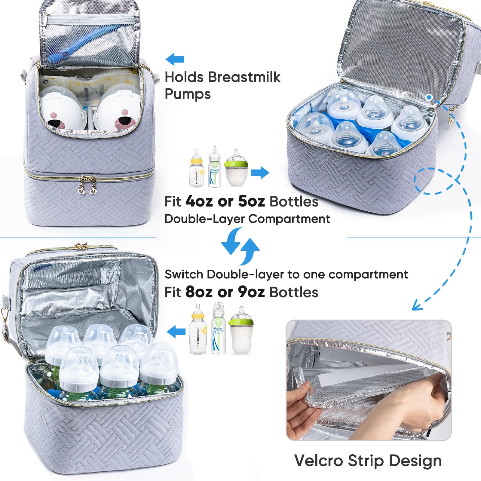 SFYBYHEART breast pump bag with cooler compartment for easy organization.
