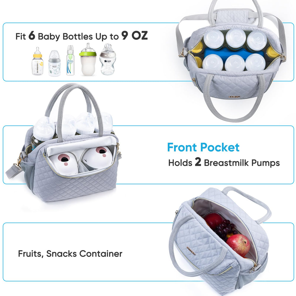 SFYBYHEART cooler bag interior showing six bottles for daycare prep