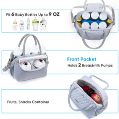 SFYBYHEART cooler bag interior showing six bottles for daycare prep