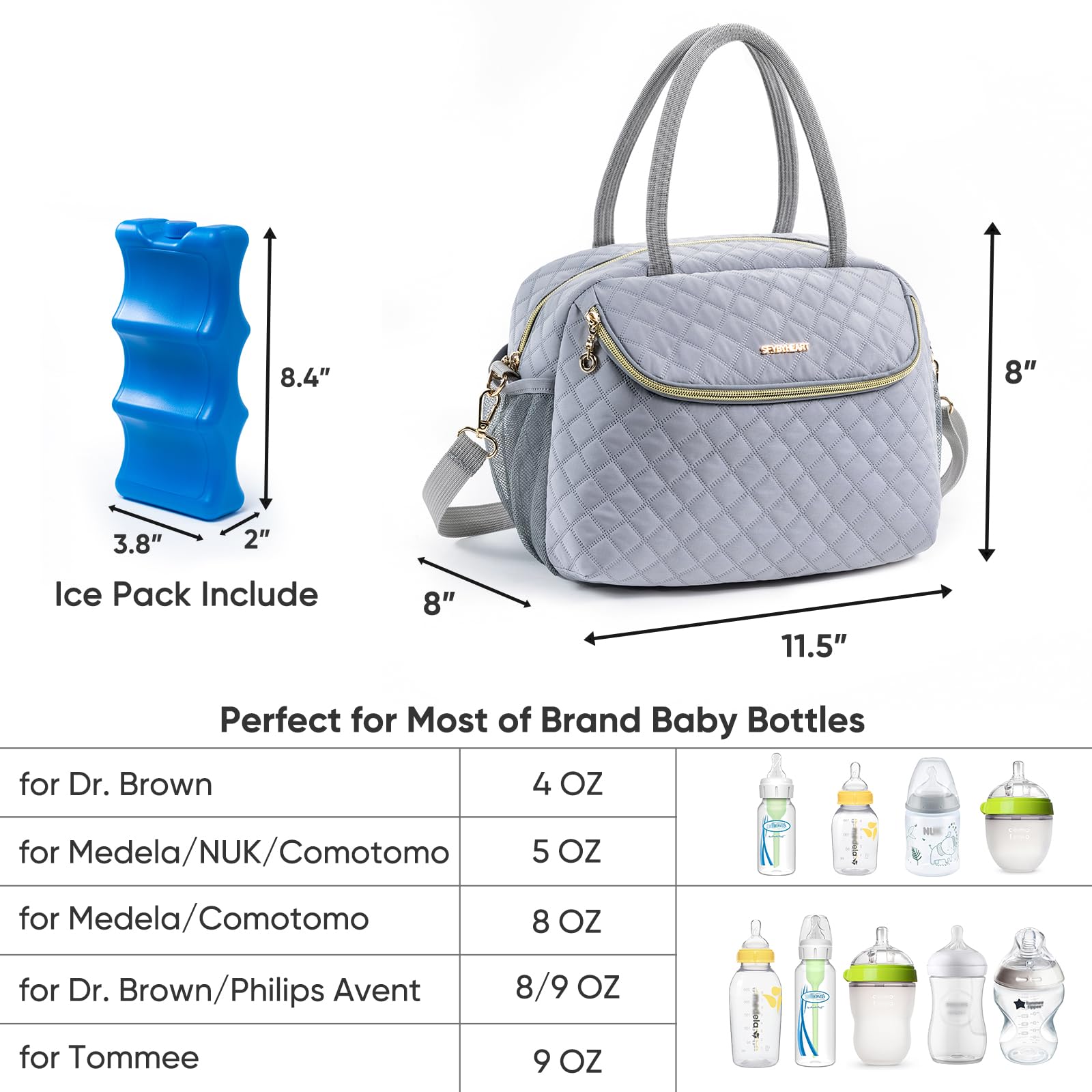 SFYBYHEART breastmilk storage with two refillable wipe dispensers for mess-free outings