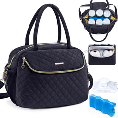 SFYBYHEART breastmilk cooler travel bag closed for convenient all-day transport.