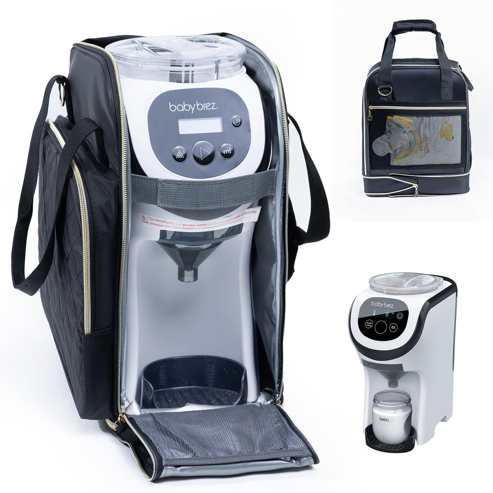 SFYBYHEART carrying case demonstrates Baby Brezza compatibility for travel protection