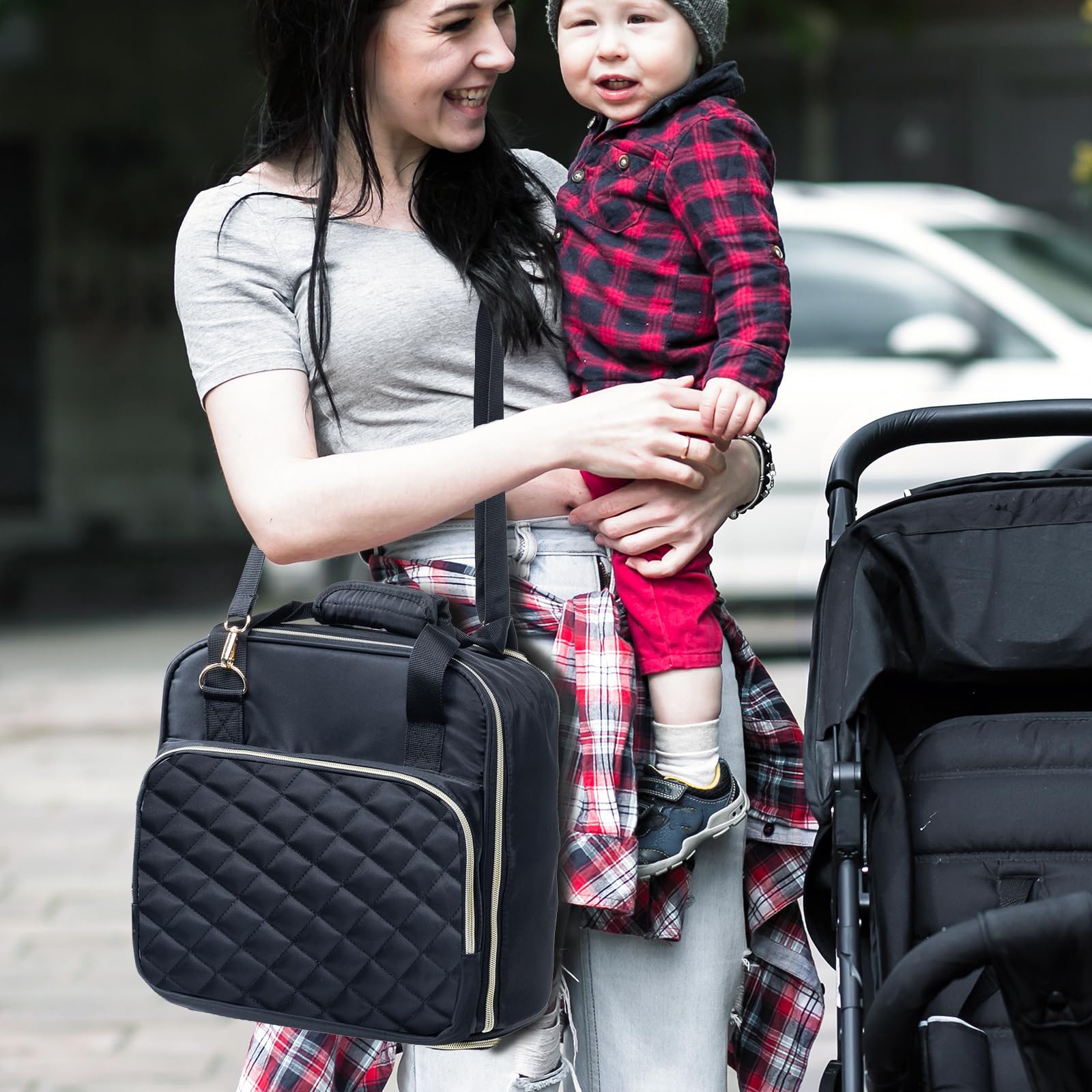 SFYBYHEART carrying case includes handles and a detachable strap for travel