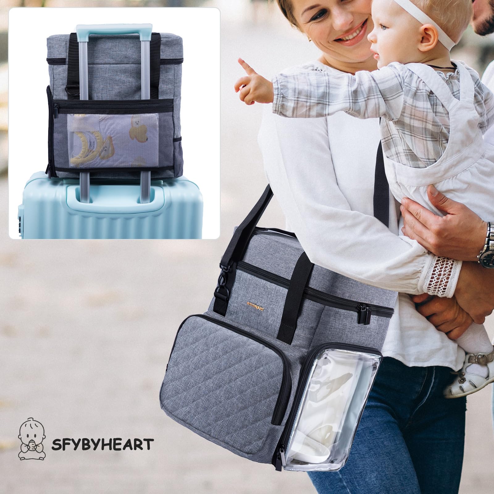 SFYBYHEART carrying case travel-friendly with two handles and shoulder strap for on-the-go use.