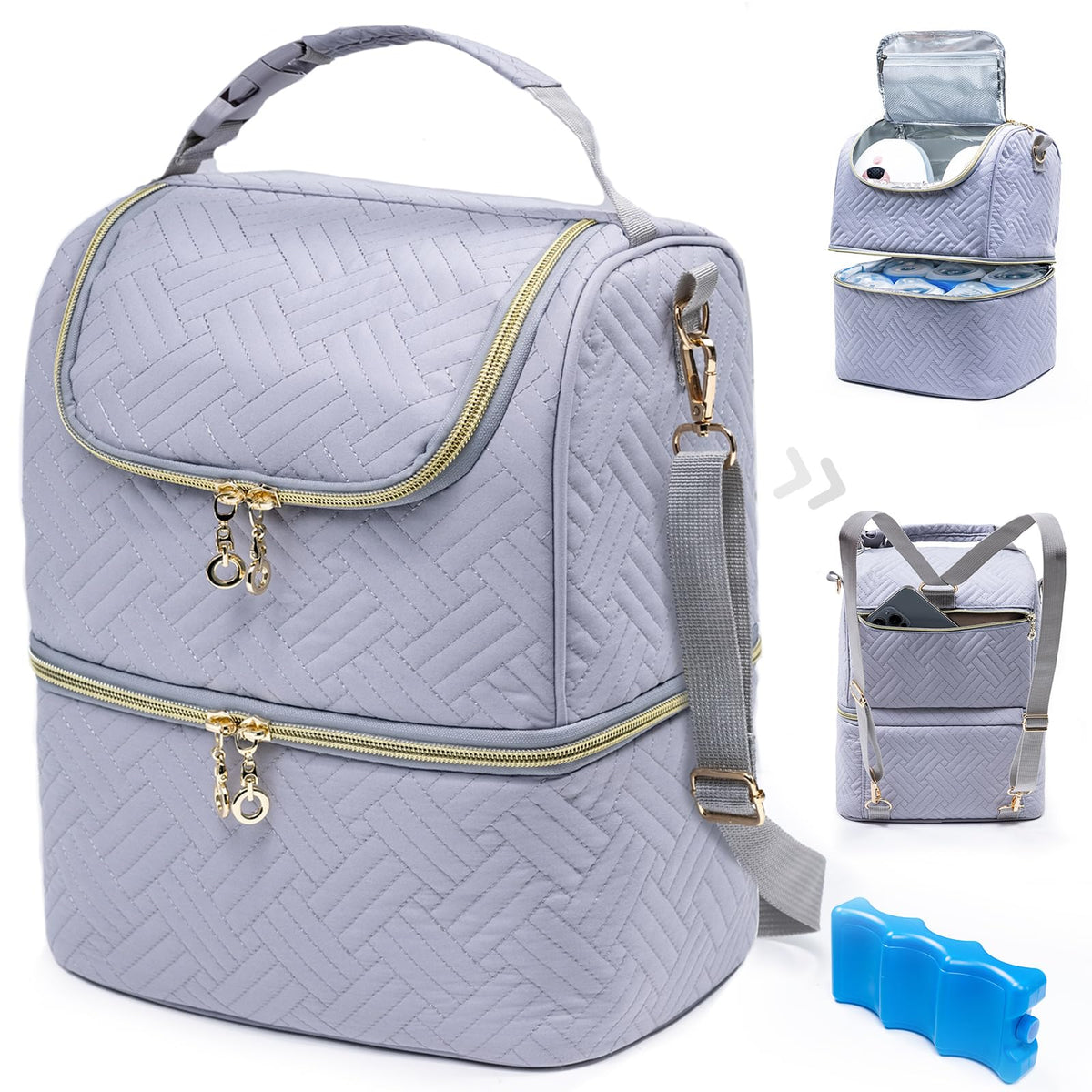 SFYBYHEART Mam breastmilk storage bag with ice pack keeps six bottles chilled on the go.