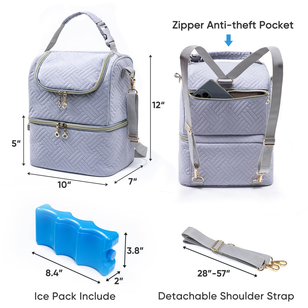SFYBYHEART insulated bag features durable quilted fabric and leakproof lining.