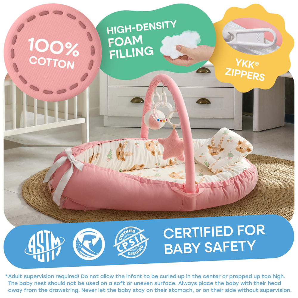 Shakid durable YKK zippers and reinforced stitching on pink lounger