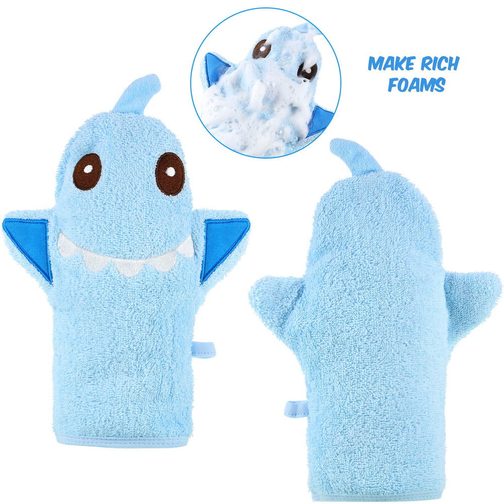 Shappy bath mitt measures 9.8 x 7.9 inches for toddlers.