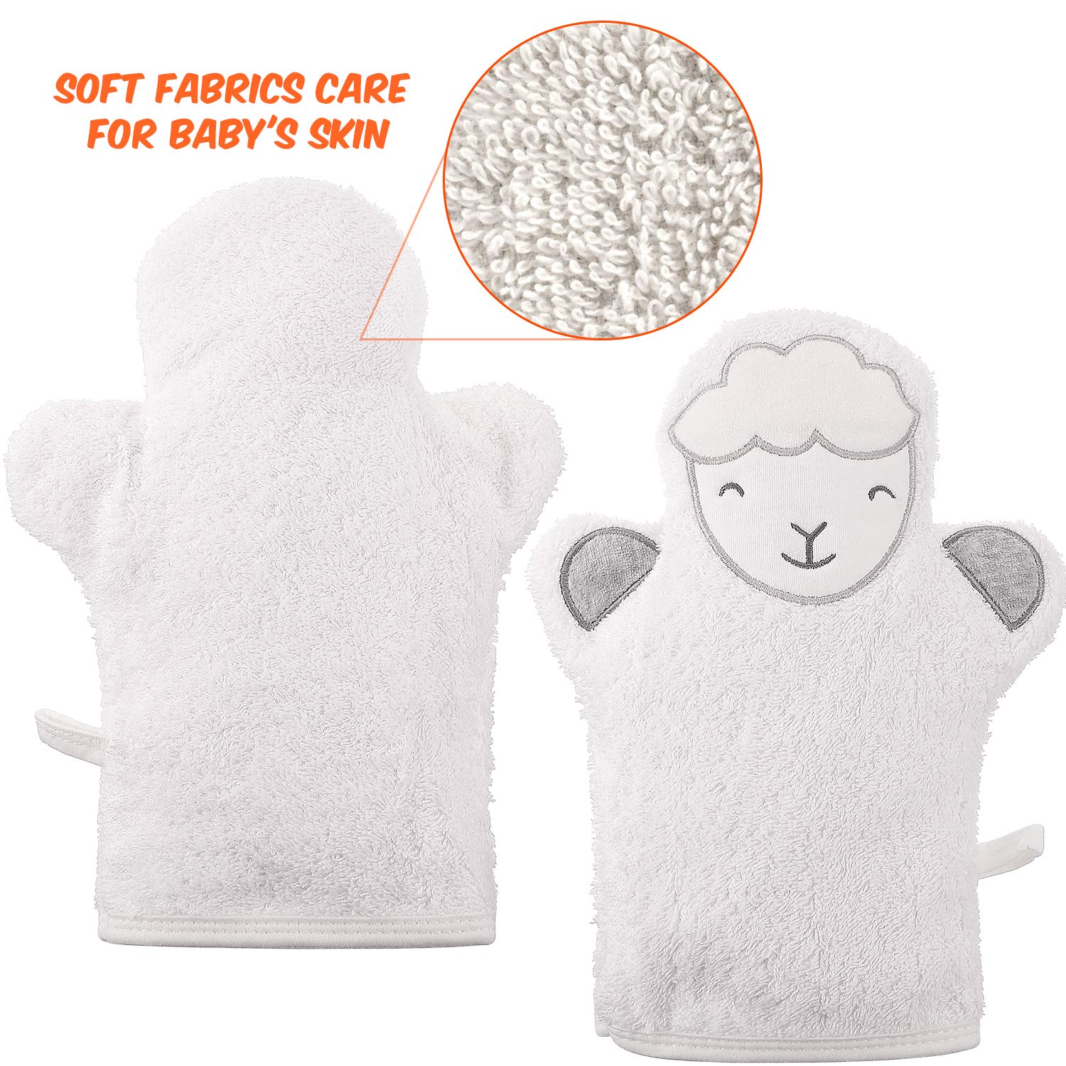 Shappy baby bath mitt white panda front view plush material for gentle cleansing
