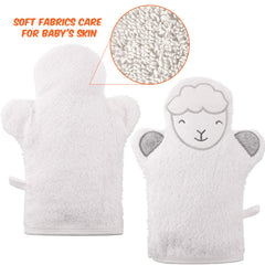 Shappy baby bath mitt white panda front view plush material for gentle cleansing