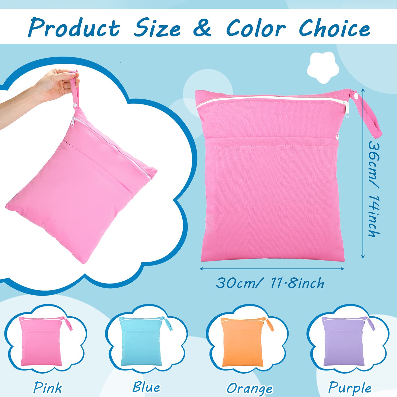 Shappy wet-dry bag purple doubles as organized diaper and clothes carrier.