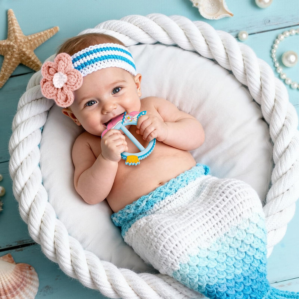 SHARE&CARE Christmas Mermaid Teether tail detail shows textured ridges for teething relief