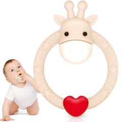 SHARE&CARE love-heart giraffe ring teether encourages grasp and play