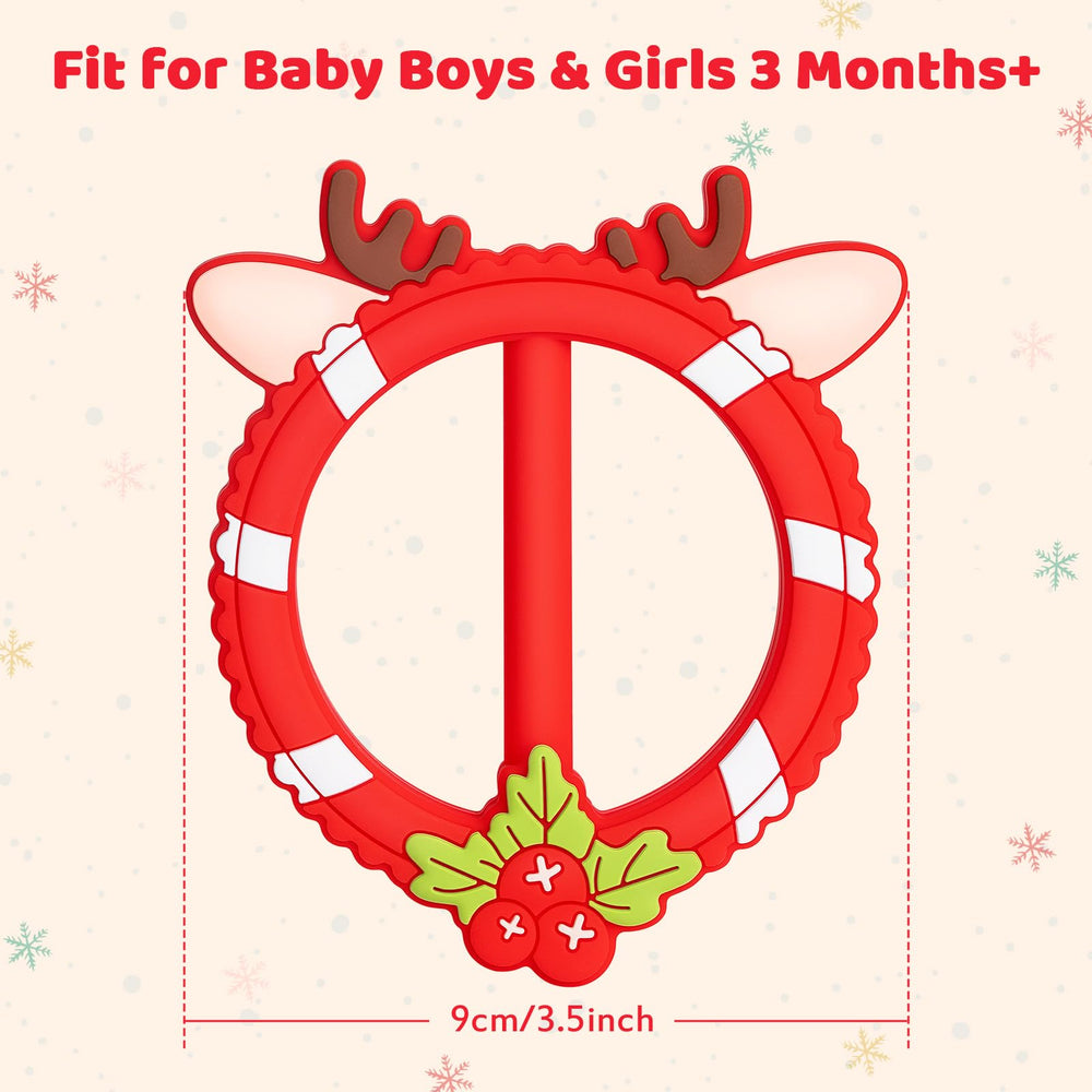 Share&Care reindeer ring easy-grasp helps tiny hands hold and chew comfortably