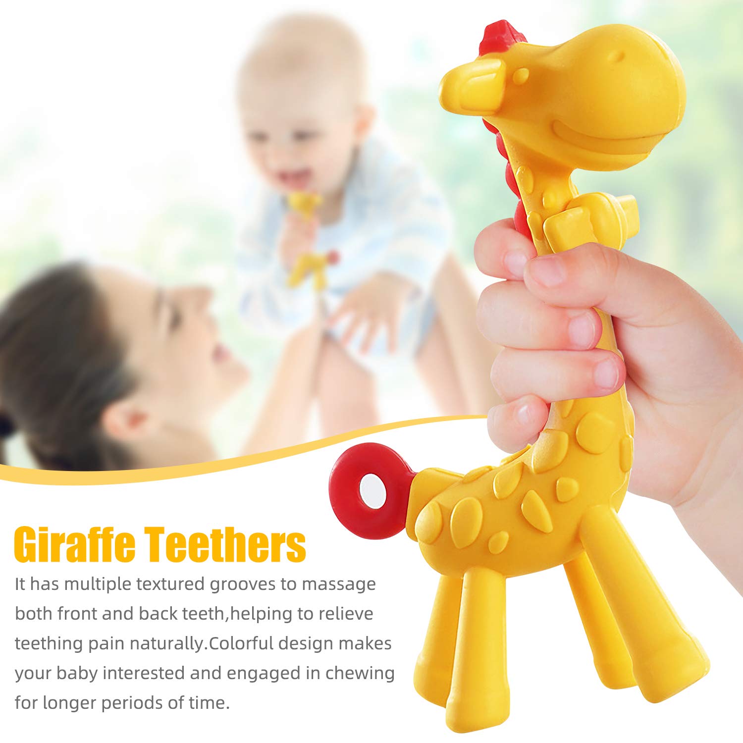 SHARE&CARE teether ring yellow designed for easy grasp and soothing teething.