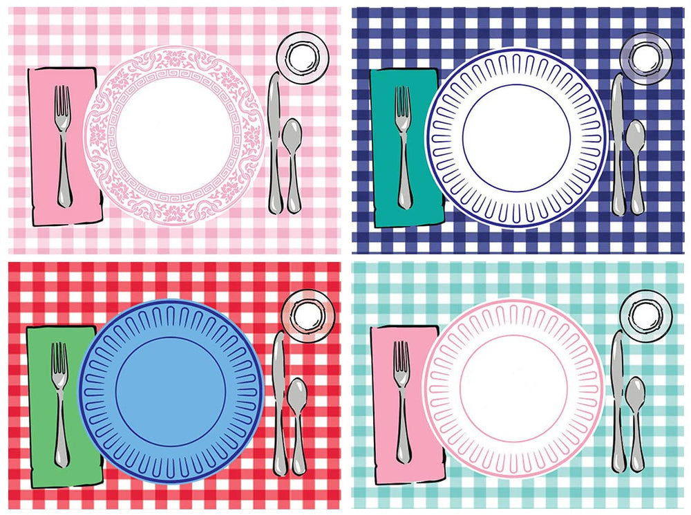 SharkBliss Montessori placemat buffalo plaid set4 enhances table setting and learning