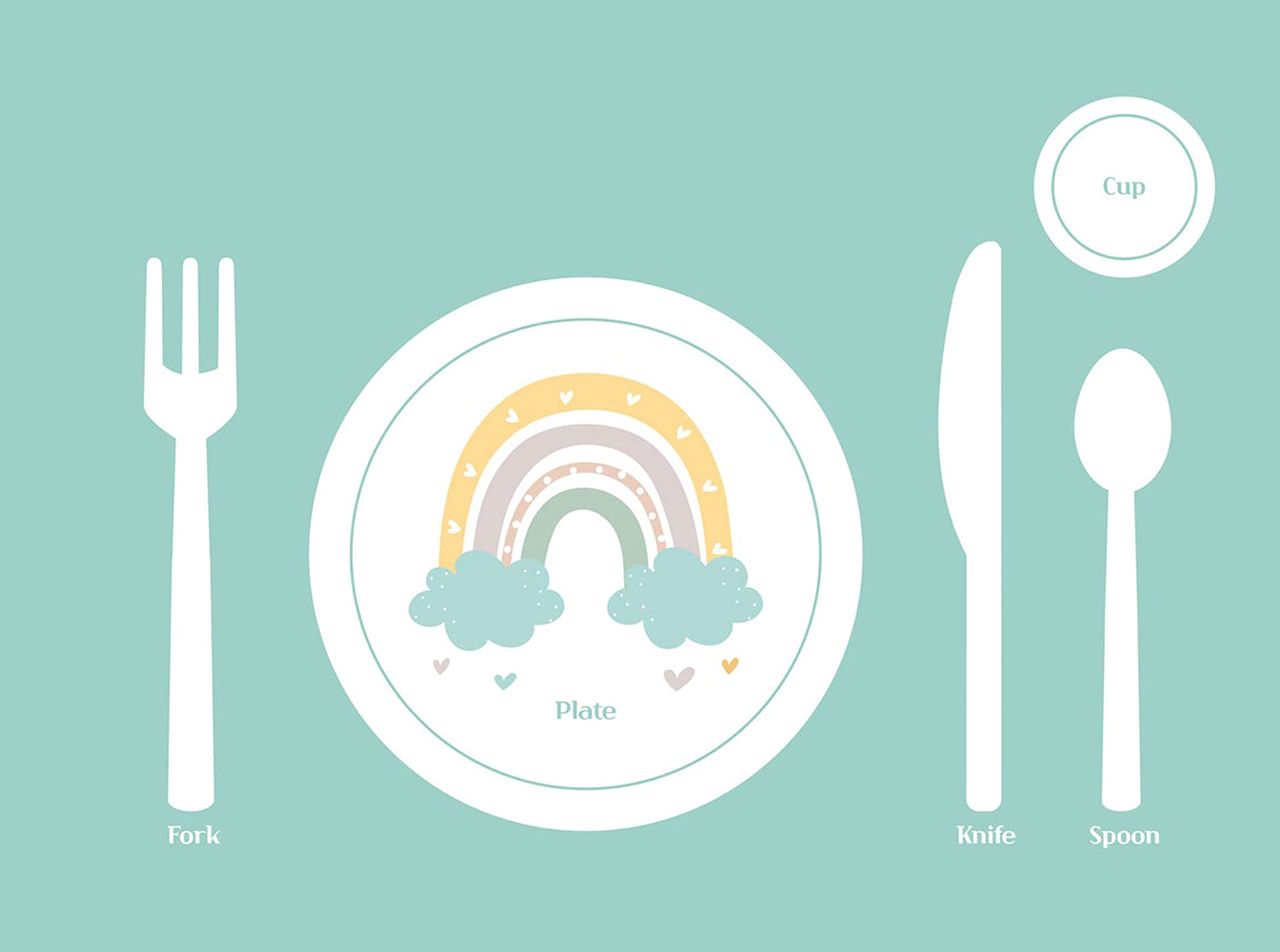 SharkBliss Montessori placemat decoration-protection keeps tables safe while bright rainbow decor shines.