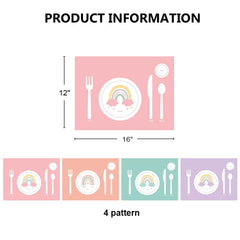 SharkBliss Montessori placemat table-setting-education demonstrates colorful cues for proper utensils and manners.
