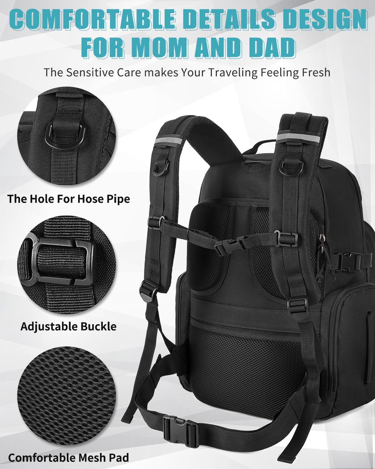 SHARKMOUTH 3D mesh back padding delivers comfortable support during long hikes.