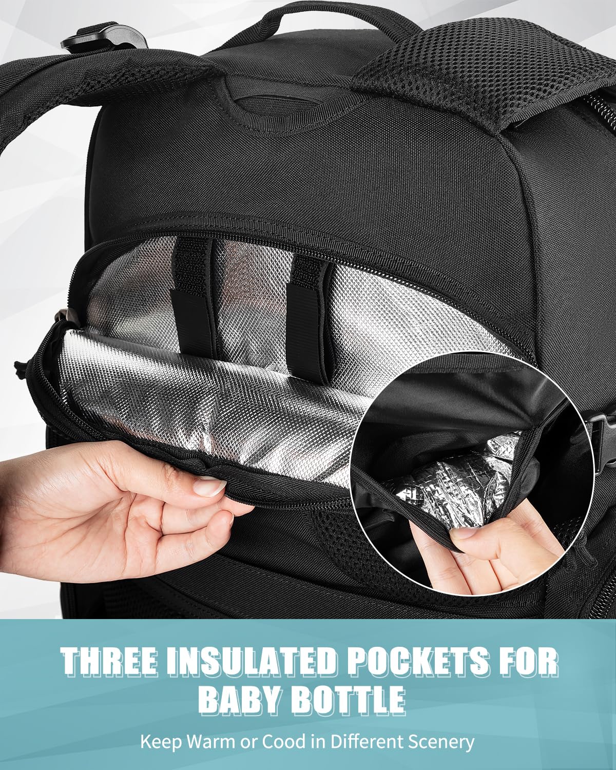 SHARKMOUTH Dad Diaper Bag Backpack back insulation layer protects items during wet or sweaty days.