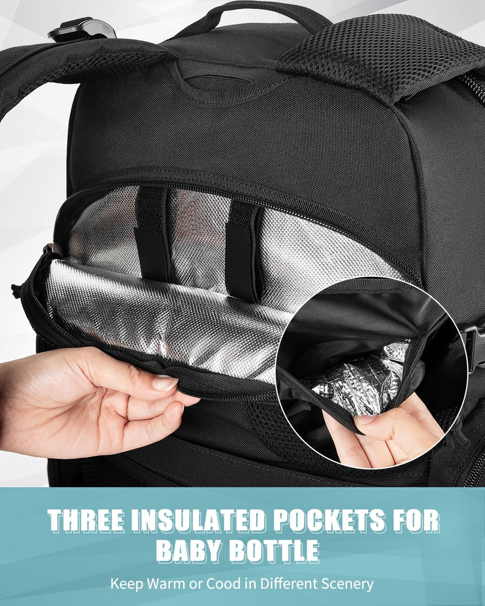 SHARKMOUTH Dad Diaper Bag Backpack back insulation layer protects items during wet or sweaty days.
