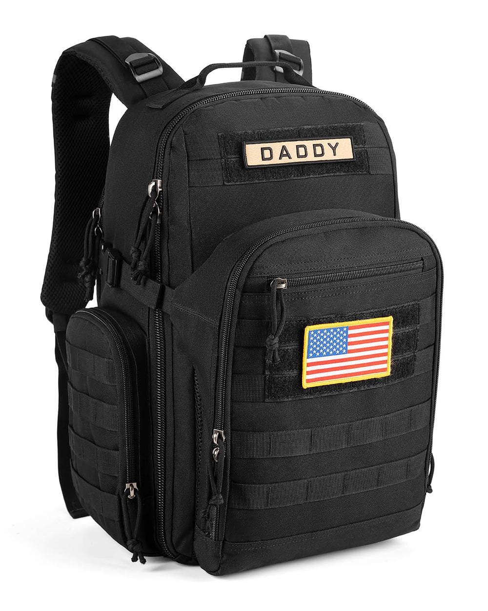 SHARKMOUTH Dad Diaper Bag Backpack front view showcases rugged on the go design for busy dads.