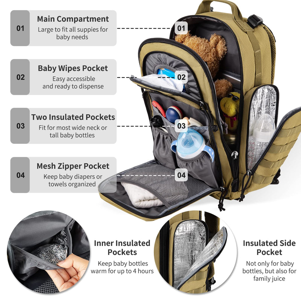 SHARKMOUTH diaper bag back insulated bottle holder keeps beverages warm or cool.