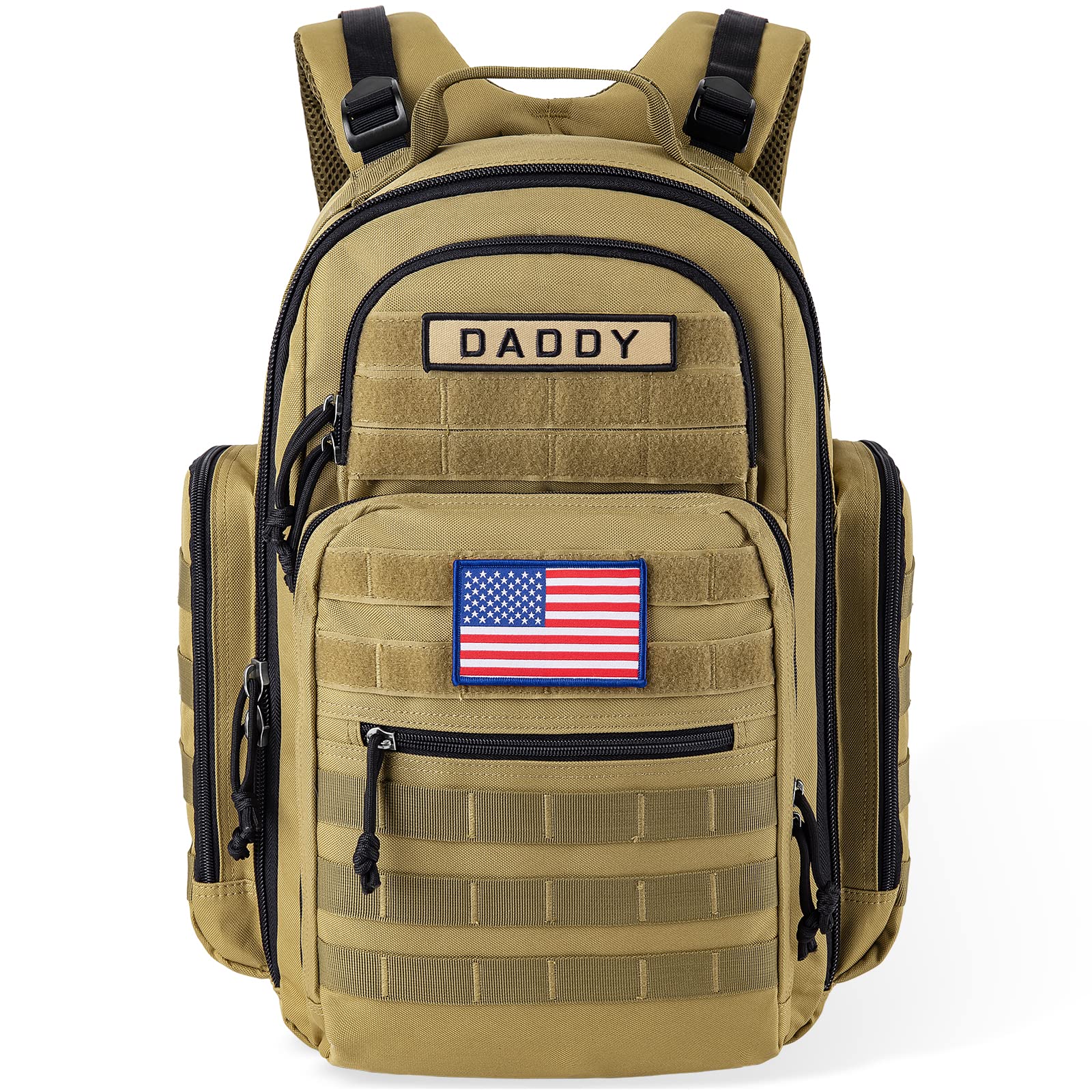 SHARKMOUTH diaper bag MOLLE area for extra gear attachment.