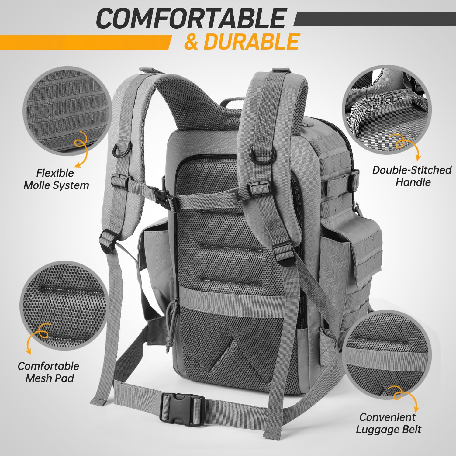SHARKMOUTH diaper bag gray organized interior for diapers, wipes, toys.