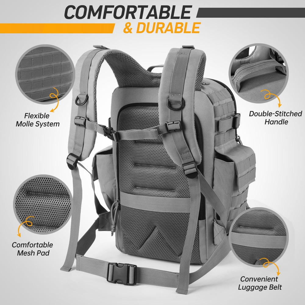 SHARKMOUTH diaper bag gray organized interior for diapers, wipes, toys.