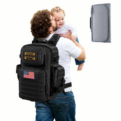 SHARKMOUTH Diaper Bag military backpack front view with MOLLE for organized travel