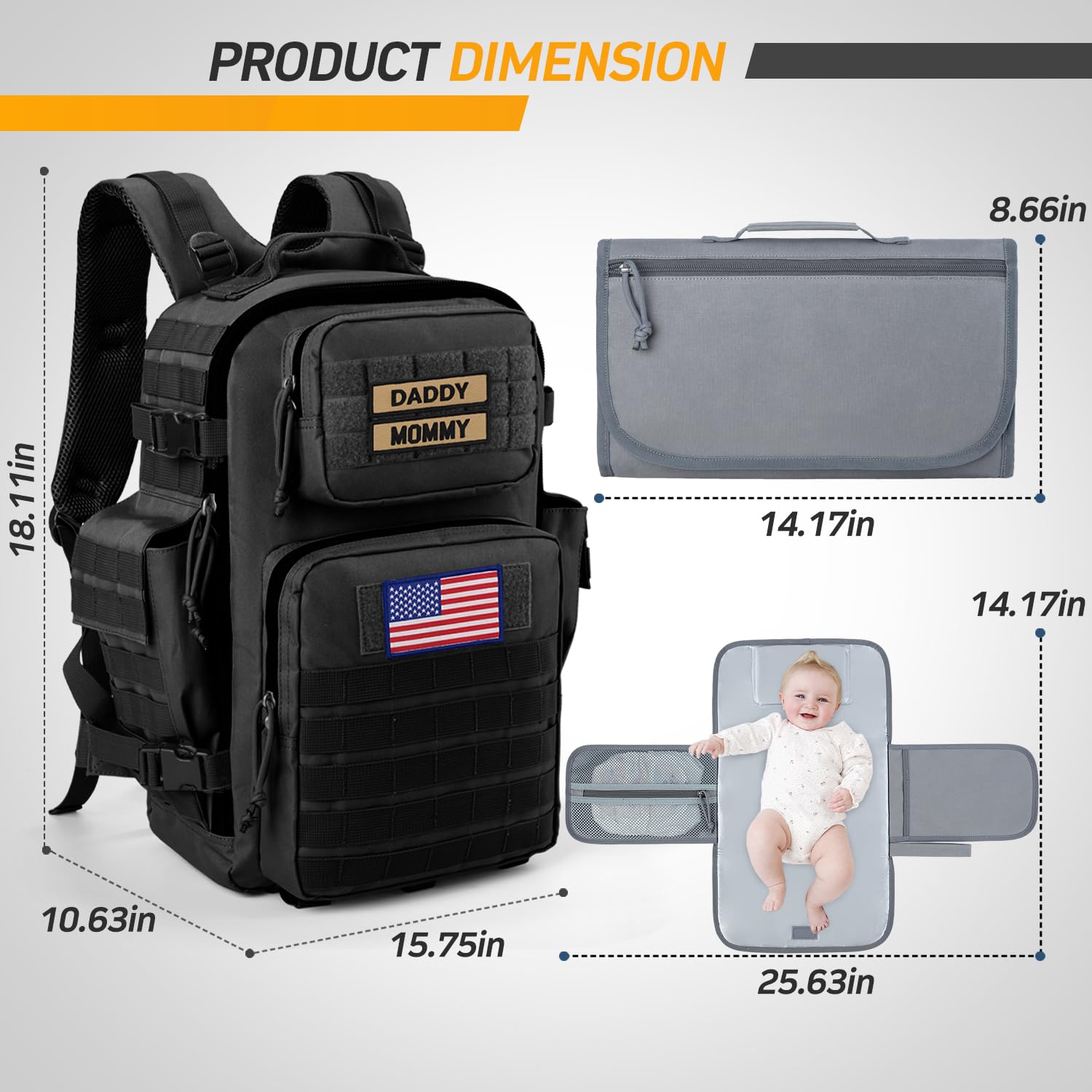 SHARKMOUTH Diaper Bag stroller straps attachment for easy transport