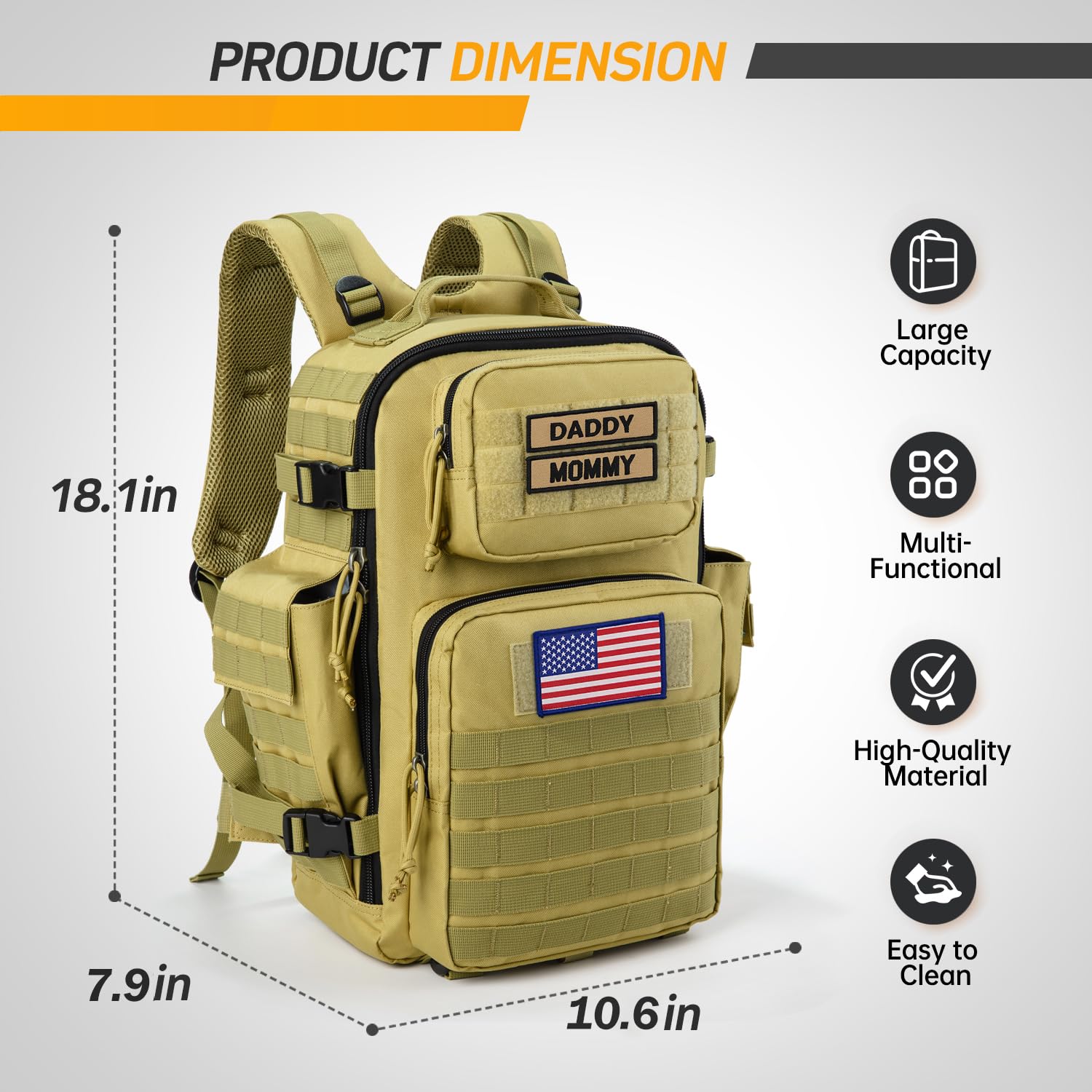 SHARKMOUTH diaper bag ventilated back panel keeps you comfortable.