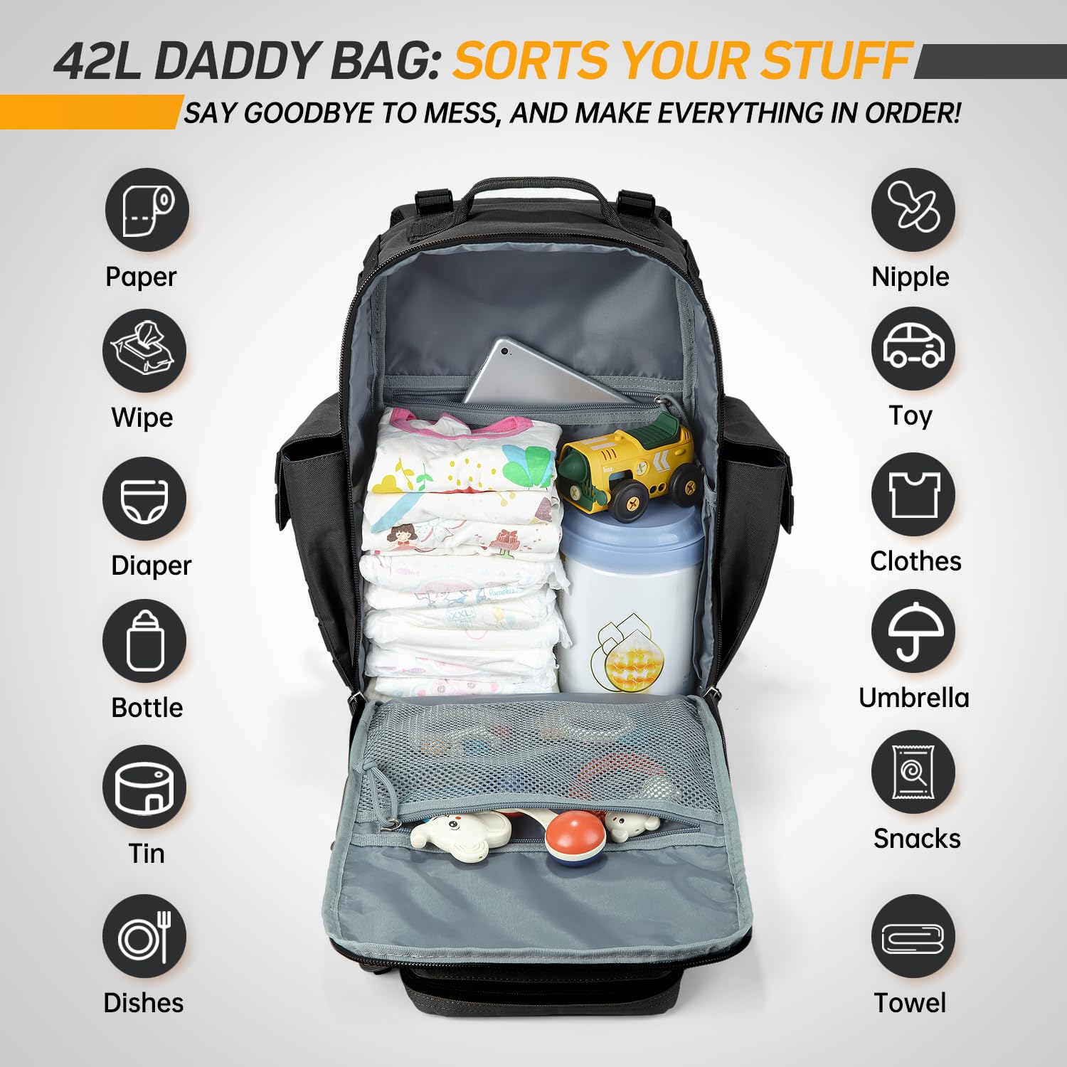 SHARKMOUTH Diaper Bag wipes dispenser for quick mess management