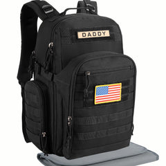 SHARKMOUTH mens military diaper bag front view showing rugged outdoor design for dads.