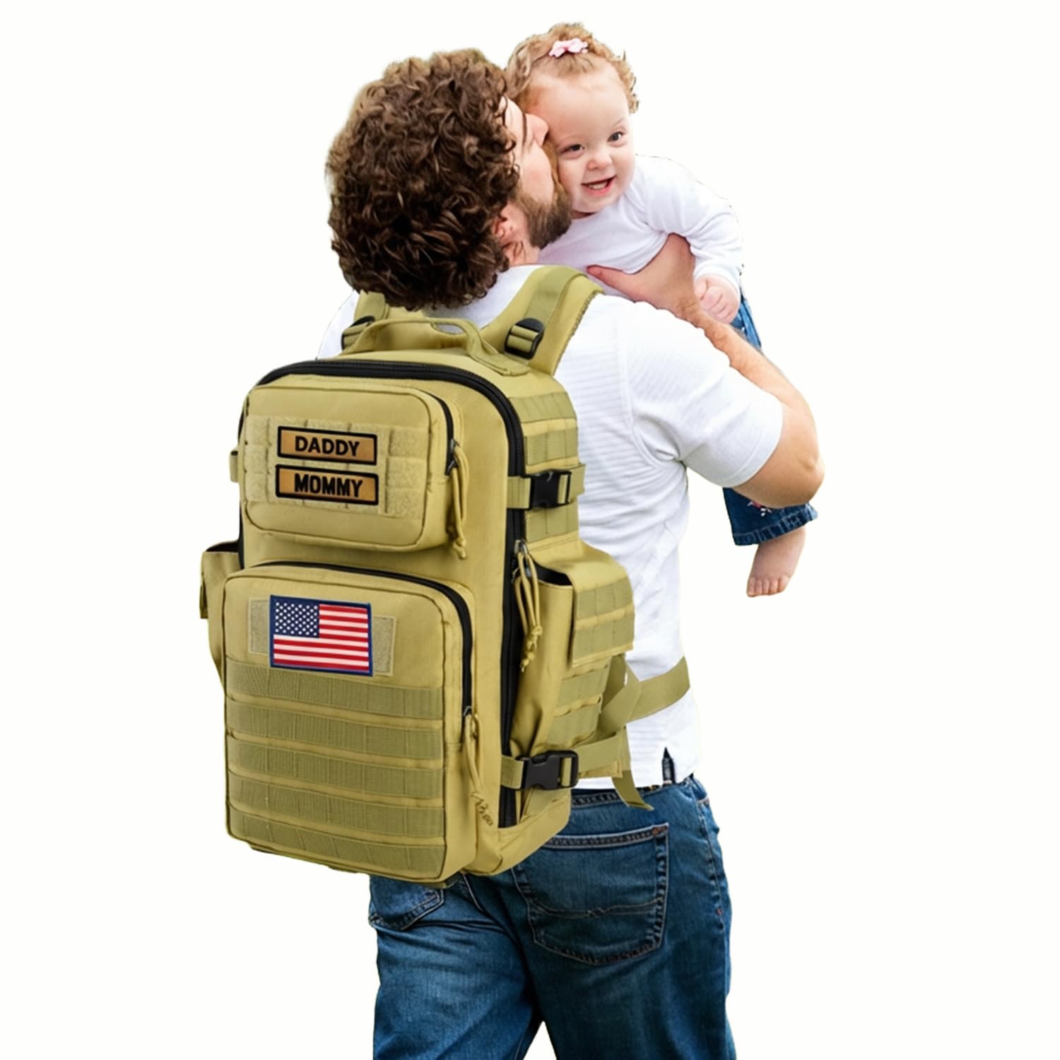 SHARKMOUTH military diaper bag backpack with MOLLE system enables patches for outdoor customization.